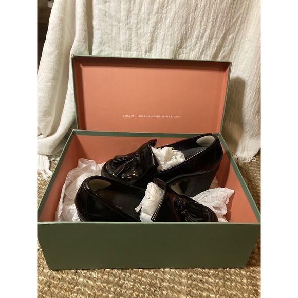 Atelje 71 Anja Specchio Black Leather Kiltie Lug Heel NIB, 7 - Picture 9 of 10